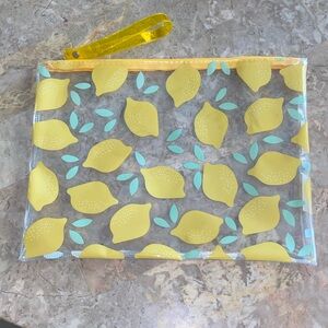 Lemon Print Clear Pouch with Yellow Strap